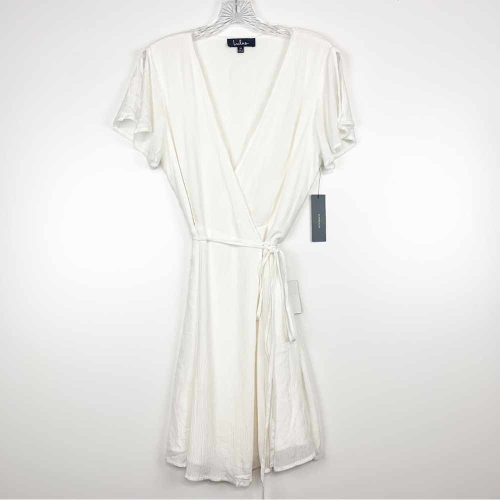 Lulus Harbor Point White Wrap Dress Size Medium Gauze New